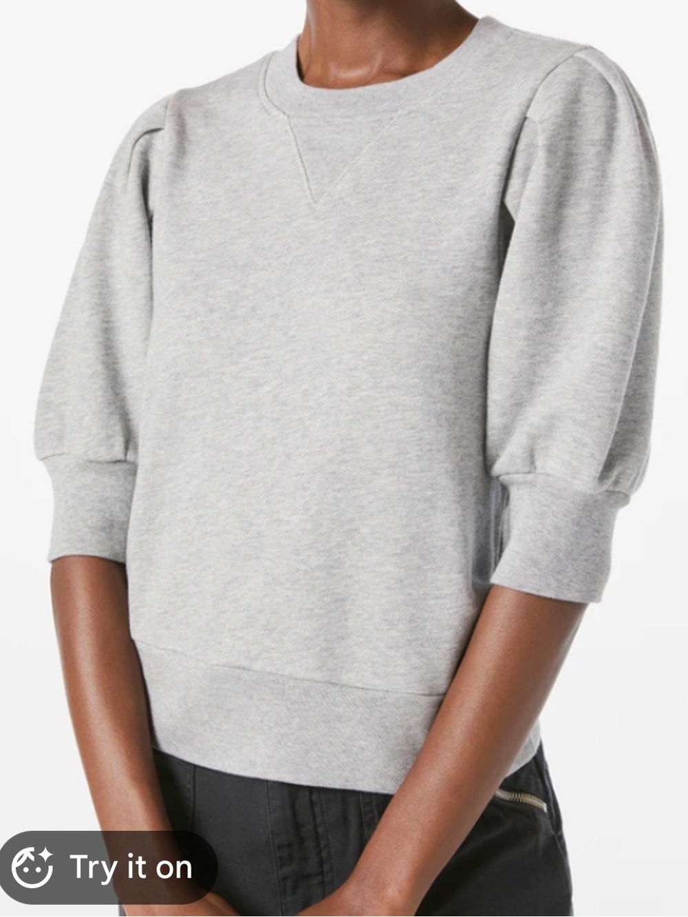 Frame Denim Shirred Short Sleeve Sweater